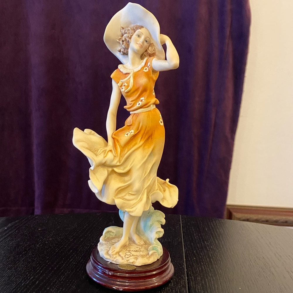 Dynamic Orange and Cream Sculpture Art Piece